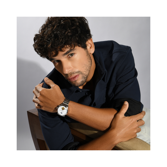 Britime Automatic White Dial Steel Case and Metal Bracelet Sapphire Glass Men's Watch 454-M10301