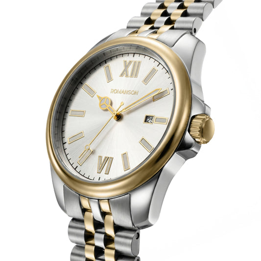 Romanson Classic Silver & Gold Men Watch TM6BS202MMCWH