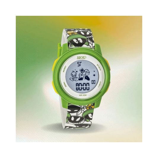 Zoop Looney Tunes Green Case and Green Multi Color Strap for Boys Girls Kids Digital Watch, from House of Titan 16043PP08