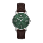 Emporio Armani Green Dial Men's Analog Leather Watch AR11672