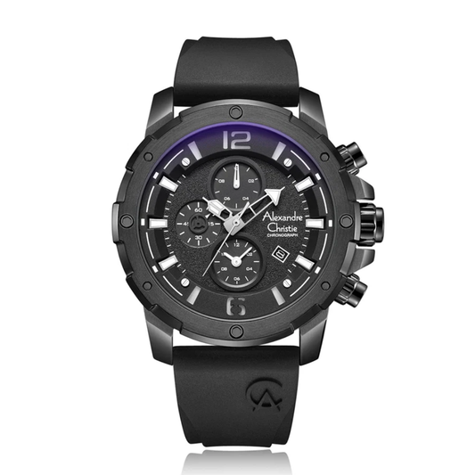 Alexandre Christie Black Men's Chronograph Quartz Watch 47mm 6410MCRIPBA