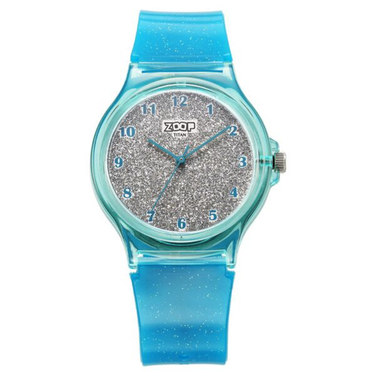 Zoop Glitter Grey Dial Blue Strap Analog Watch for Girls Kids 26030PP05W