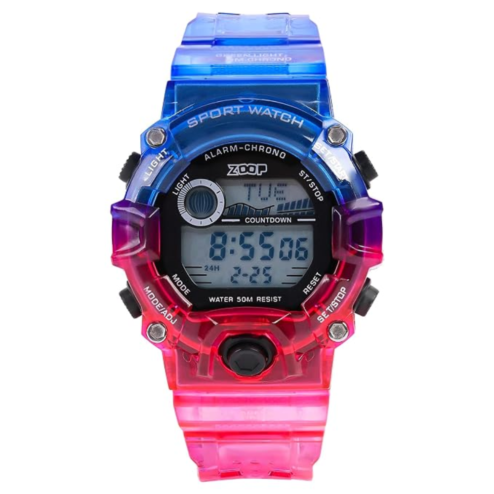 Zoop Digital Digital Watch Transparent Red Blue Boys Kids 16051PP05