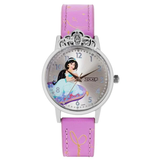 Zoop Disney Jasmine Silver Dial Purple Strap Girls Kids Analog Watch 26049SL01