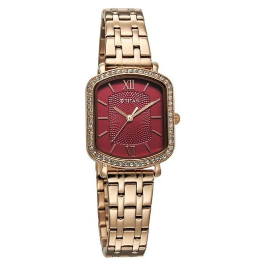 Titan Metro Mehroon Dial Women's Watch 95323WM01
