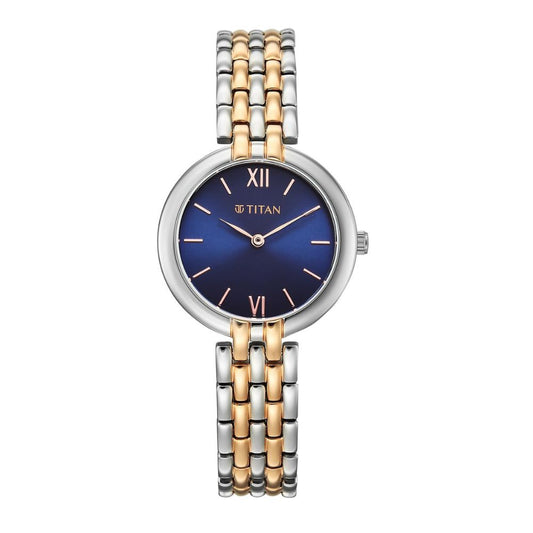 Titan Workday Wonders 2 Blue Rose Gold & Silver Women's Watch 95368KM01