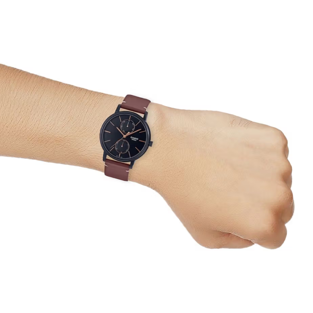 Casio Men Leather Analog Black Dial Brown Men Watch A2062 Mtp-B310Bl-5Avdf A2062