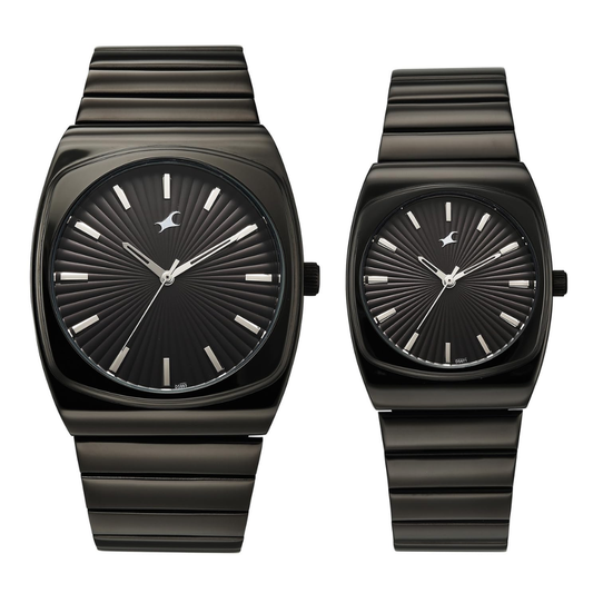 Fastrack Mixmatched 5.0 Black Gun Couple Watch 3819268060QM02