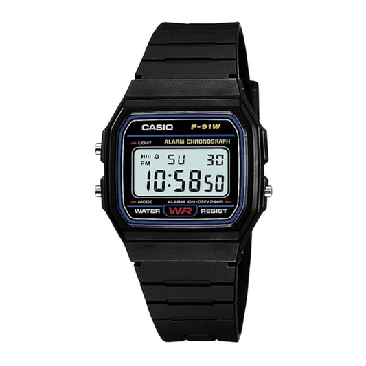 Casio Youth Series Black Unisex Watch D002 F-91W-1Q