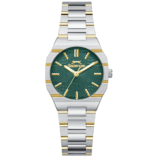 Slazenger Dark Green Dial Gold-Silver Strap Women's Watch SL.09.2645.3.270