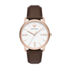 Emporio Armani Minimalist White Dial Men's Quartz Analog Leather Watch AR11572