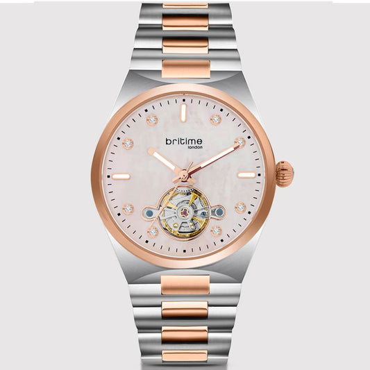 Britime Automatic Rose Gold & Silver Women's Watch 2567-M30305