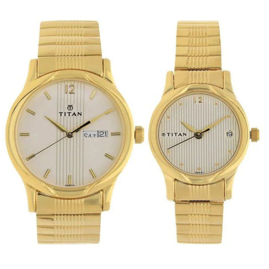 Titan Quartz White Couple Watch 15802490YM04