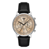 Emporio Armani Beige Dial Men's Chronograph Leather Watch AR11634
