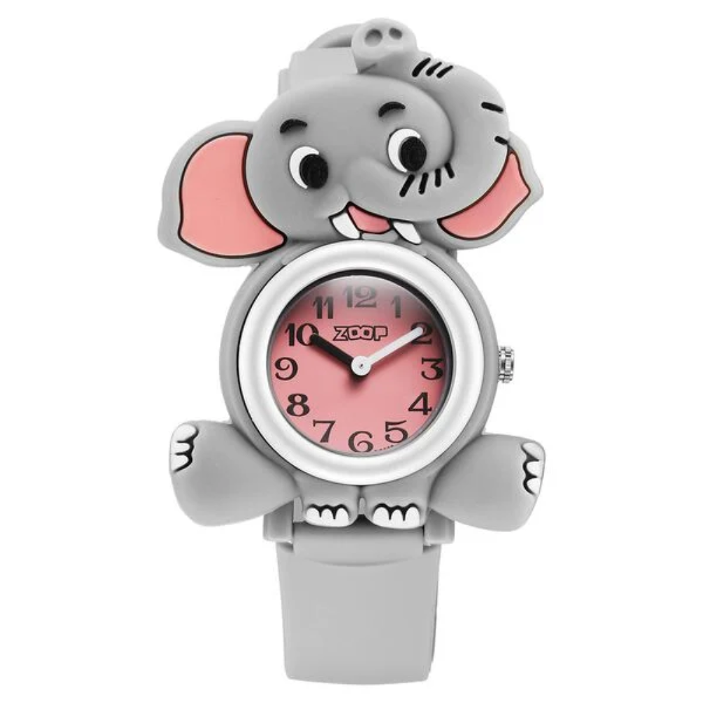 Zoop Elephant Pink Dial Grey Strap Kids Analog Watch NS16037PP01
