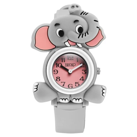 Zoop Elephant Pink Dial Grey Strap Kids Analog Watch NS16037PP01