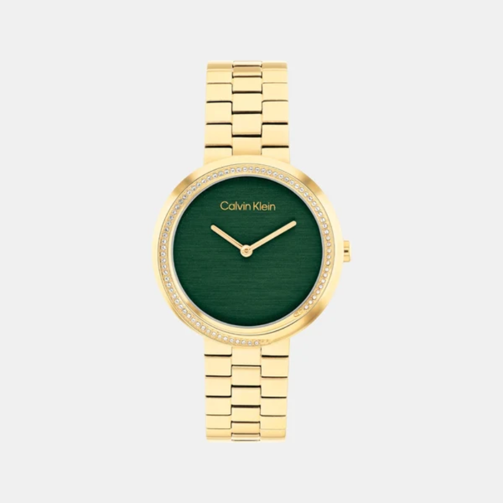 Calvin Klein Twisted Bezel Green Dial Women's Watch 25100167