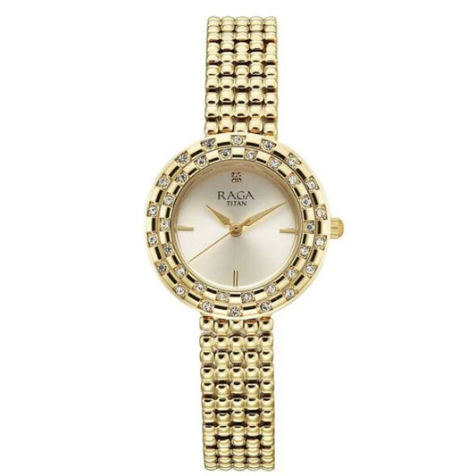 Titan Raga Showstopper Champagne Women's Watch 95350YM01