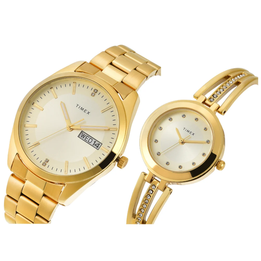 Timex Pairs Beige Round Analog Dial Women Watch TW00PR307