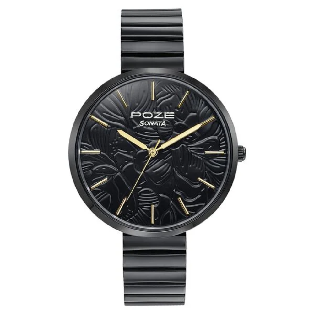 Sonata Poze Black Dial Women's Watch SP80093NM01