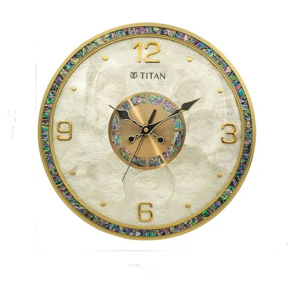 Titan Round Multi-Color Inlay Bezel Mother of Pearl Dial Wall Clock W0111MA01