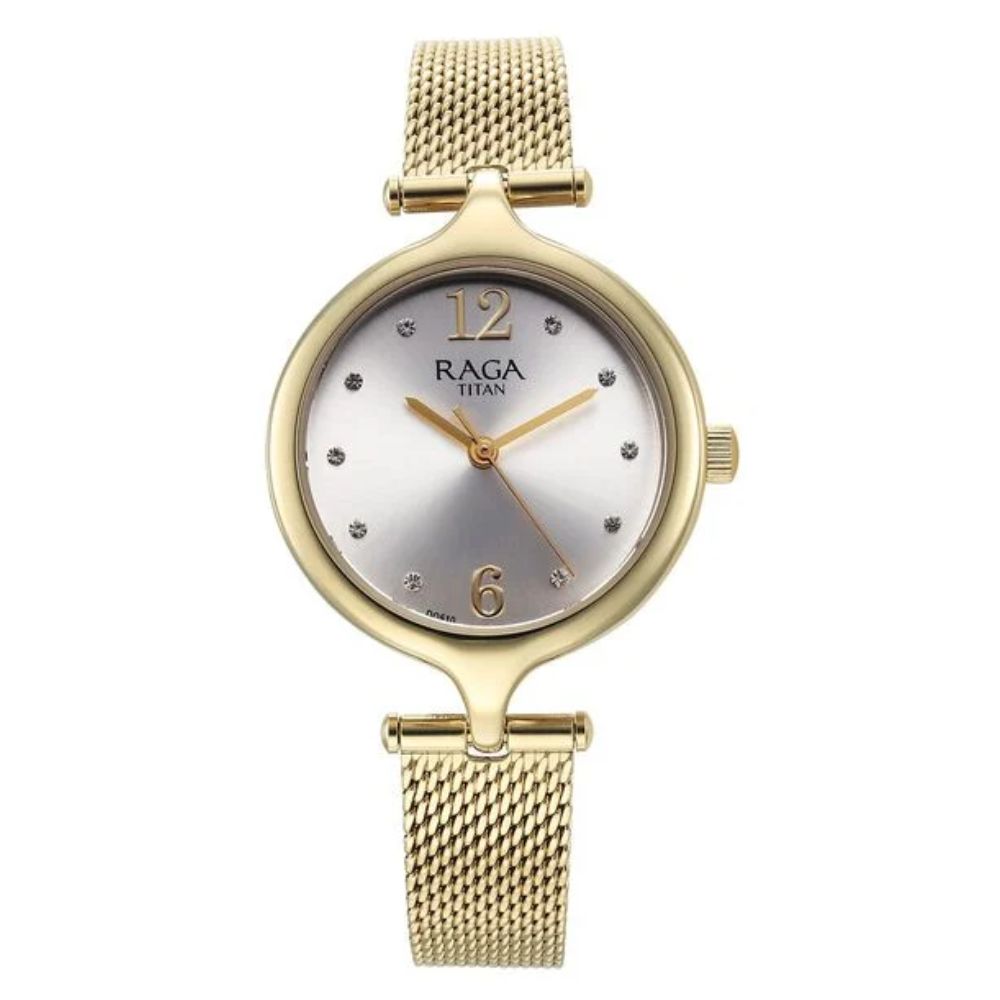 Titan Raga Showstopper Golden Women's Watch NU95268YM01