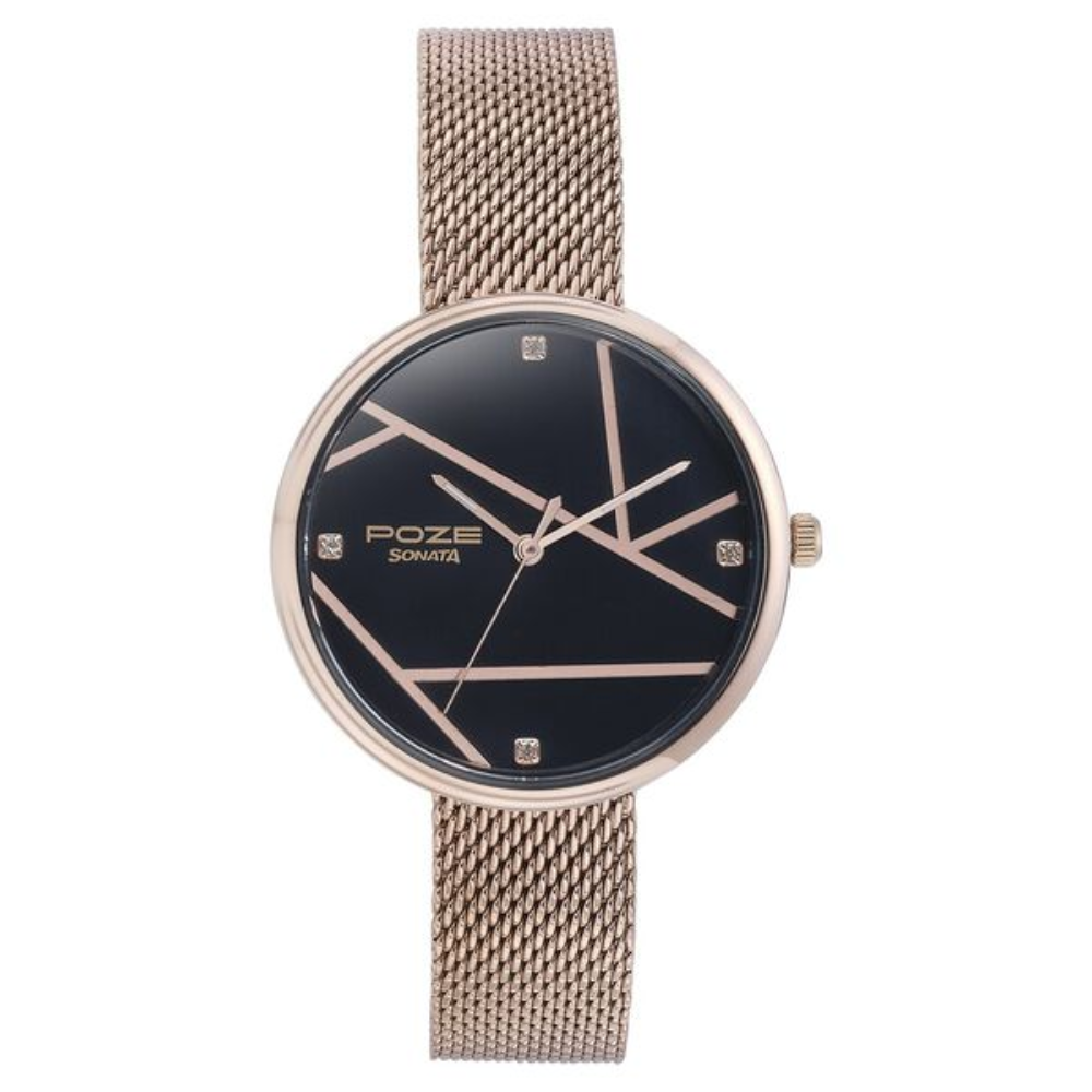 Sonata Poze Black Dial Women's Watch SP80088WM01