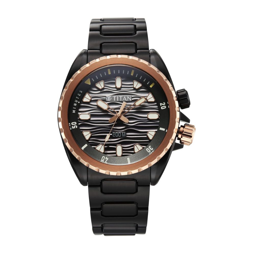 Titan Zero Hour Diver's Black Men's Watch 10068KM02
