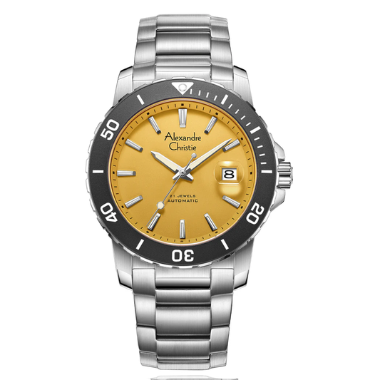 Alexandre Christie Solaris Yellow Dial Men's Classic Automatic Watch 6141MABSSYL