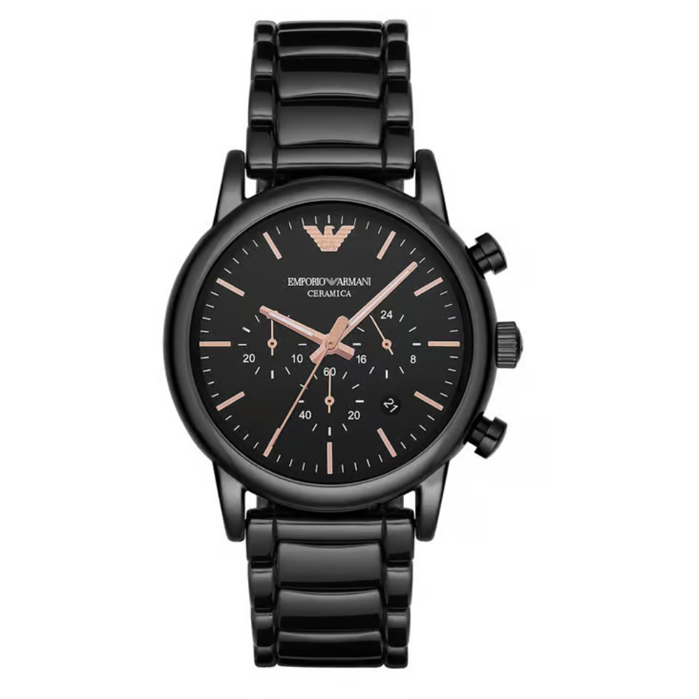 Emporio Armani Men's Black Dial Chronograph Ceramic Watch AR1509
