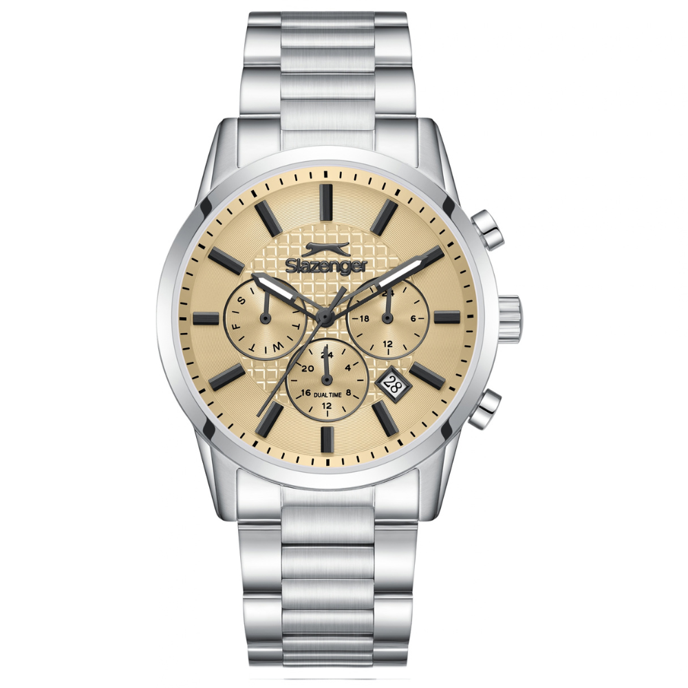 Slazenger Multifunction Gold Dial Silver Metal Strap Men's Watch SL.09.2648.2.310