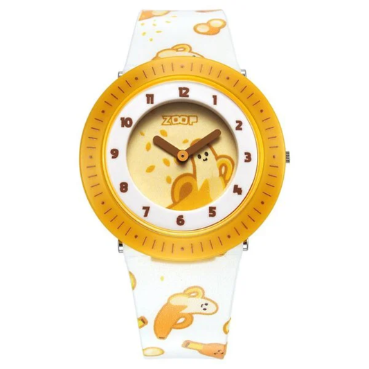 Zoop Yellow Dial White Strap Girls Kids Analog Watch 26007PP11W