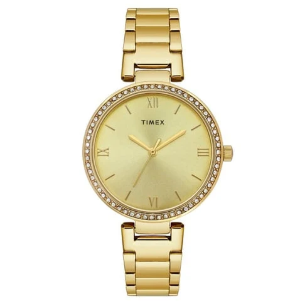 TIMEX Round Champagne Dial Women's Watch TWEL18712