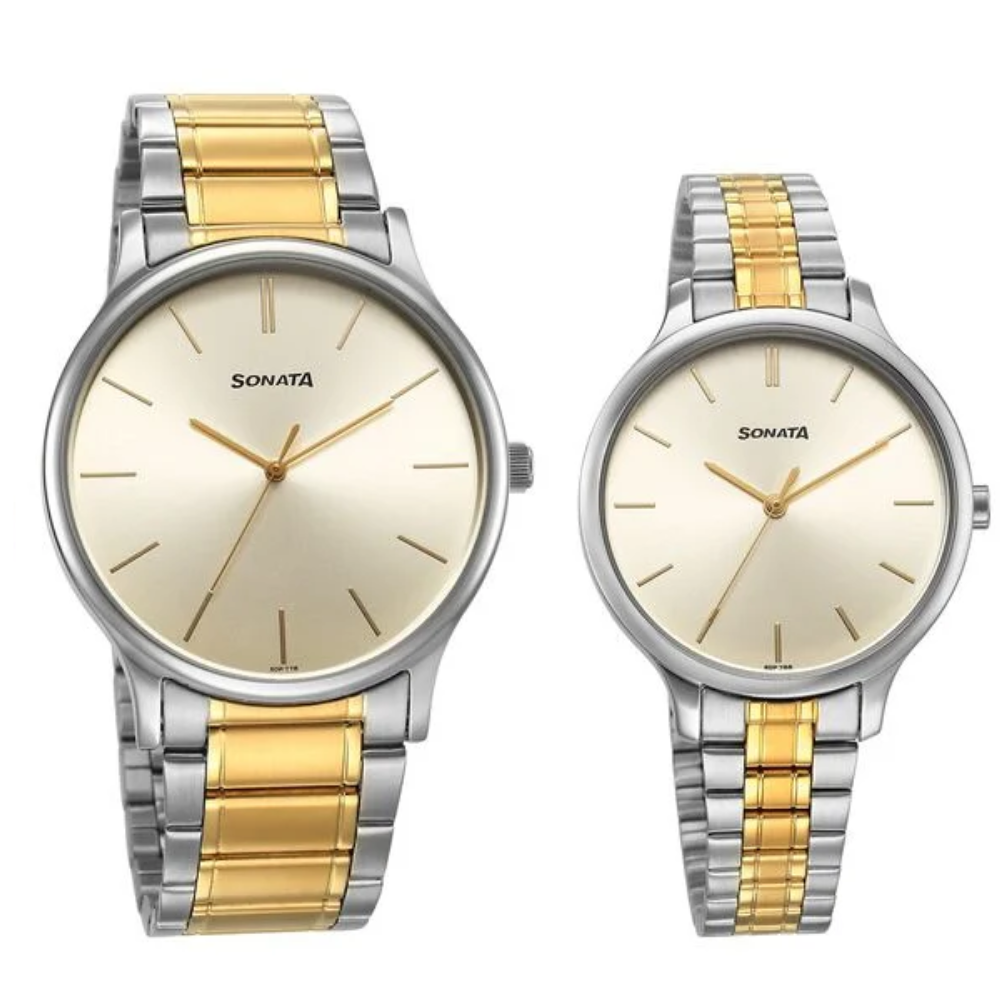 Sonata Pair Champagne Dial Couple's Watch 7710587050BM01