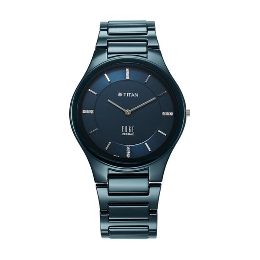 Titan Edge Ceramic Blue Men's Watch 1696QC09