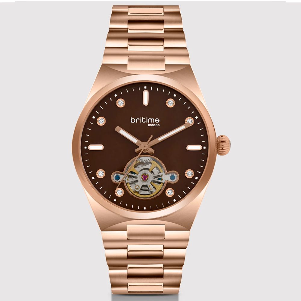 Britime Automatic Rose Gold Brown Women's Watch 2567-M30603