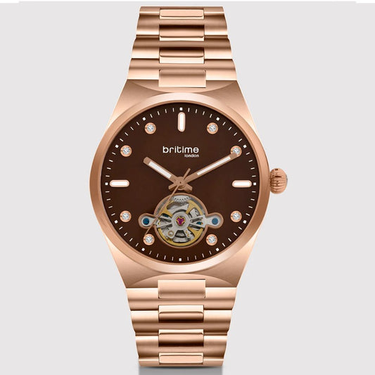 Britime Automatic Rose Gold Brown Women's Watch 2567-M30603