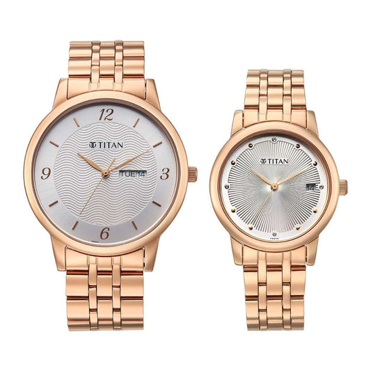 Titan Bandhan Eternal Rose Gold Couple Watch 19672967WM01