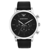 Emporio Armani Luigi Black Dial Men Quartz Chronograph Leather Watch AR1828