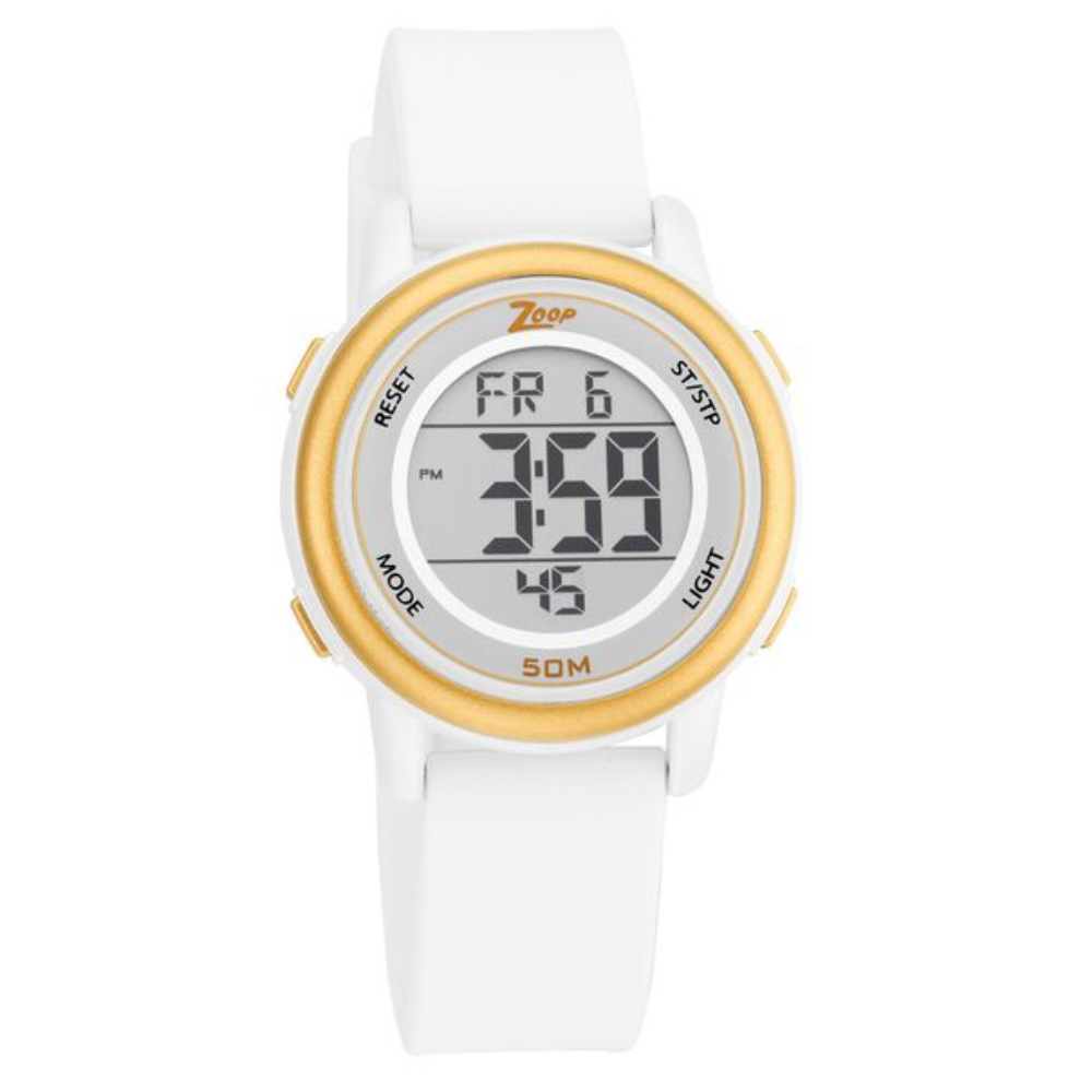 Zoop Digital Watch with Digital Dial & White Strap for Girls Kids NS16015PP04