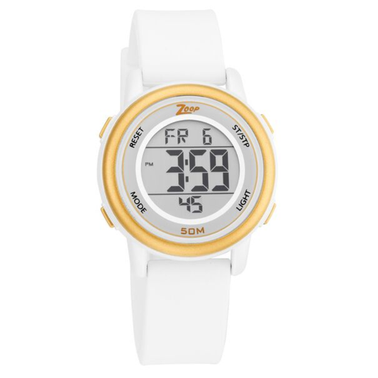 Zoop Digital Watch with Digital Dial & White Strap for Girls Kids NS16015PP04
