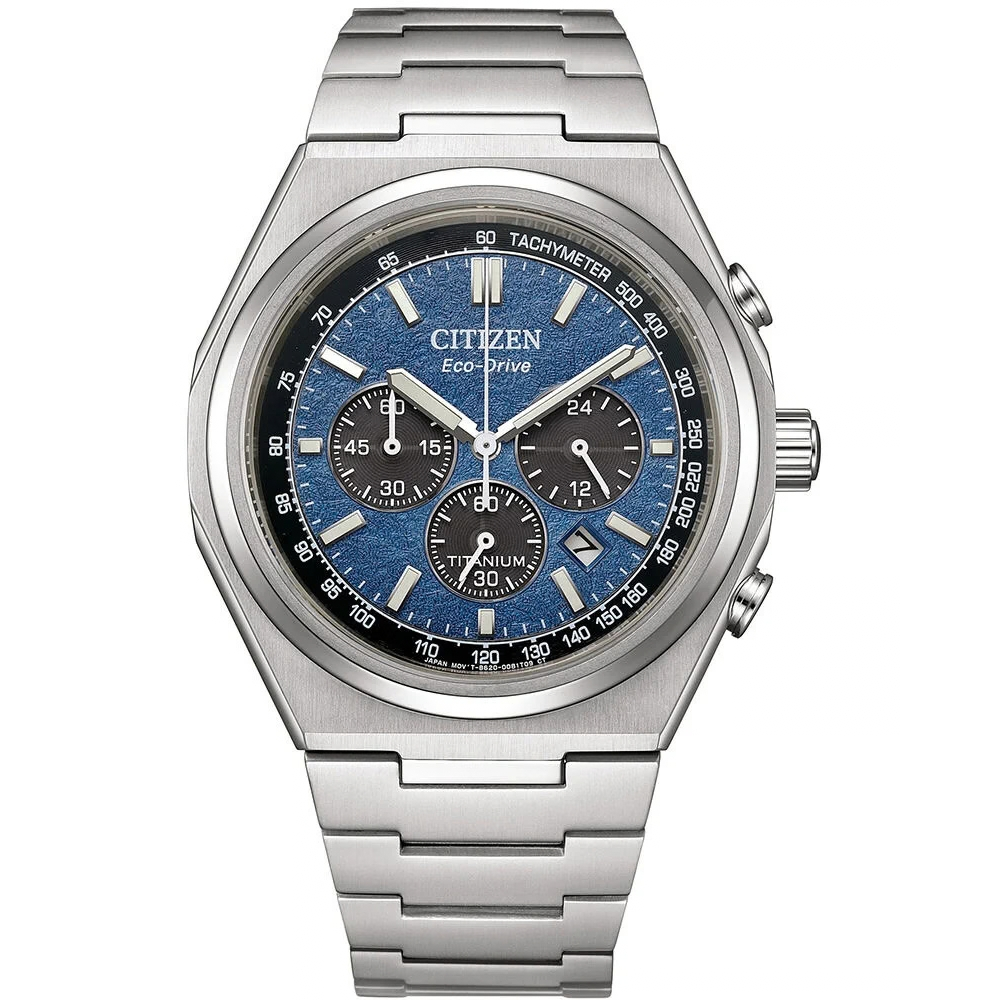 Citizen Zenshin Blue Dial Men's Chronograph Titanium Watch CA4610-85L
