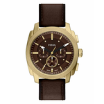 Fossil Machine Brown Dial Men's Chronograph Leather Strap Watch FS6188