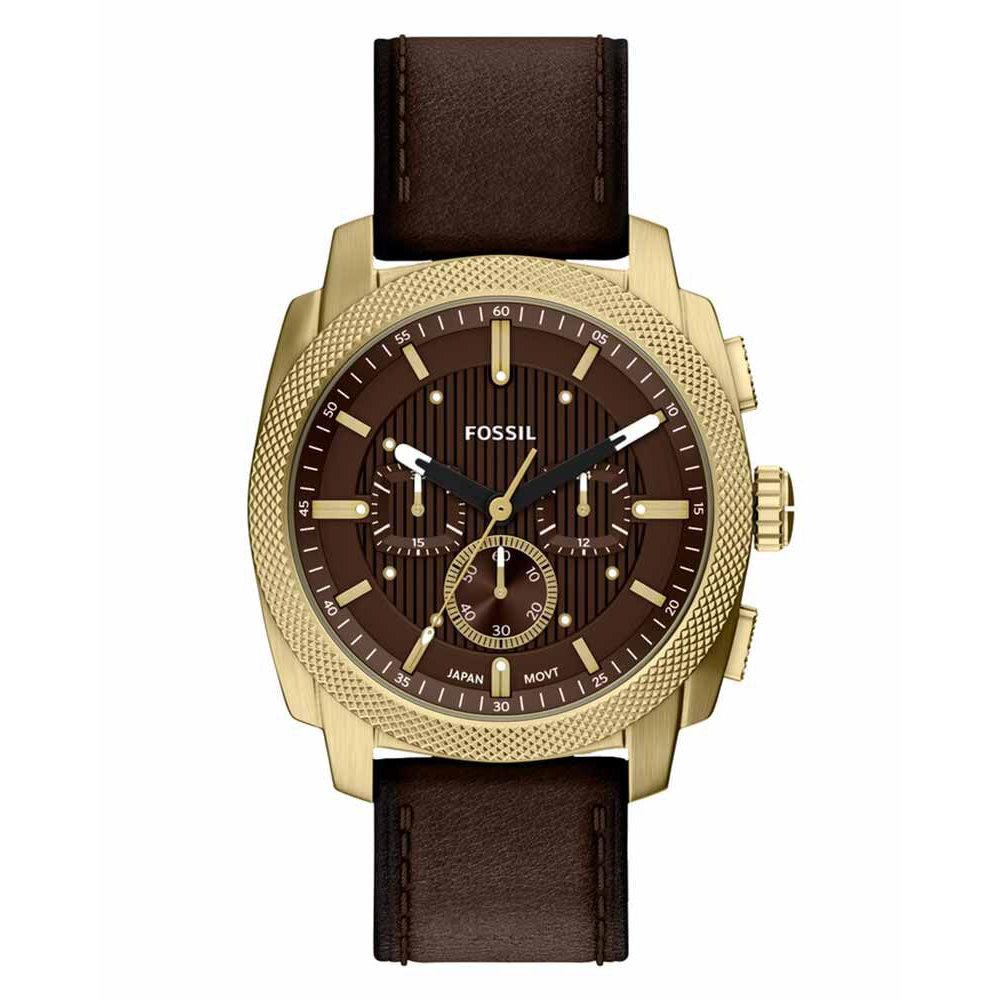 Fossil Machine Brown Dial Men's Chronograph Leather Strap Watch FS6188