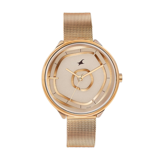 6303WM01Fastrack Stunners Beige Dial Rose Gold Girls Watch NT6303WM01