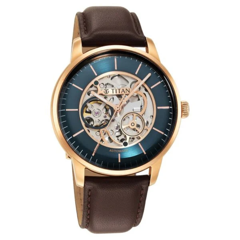 Titan Skeletal Automatic Blue Men's Watch 90110WL08