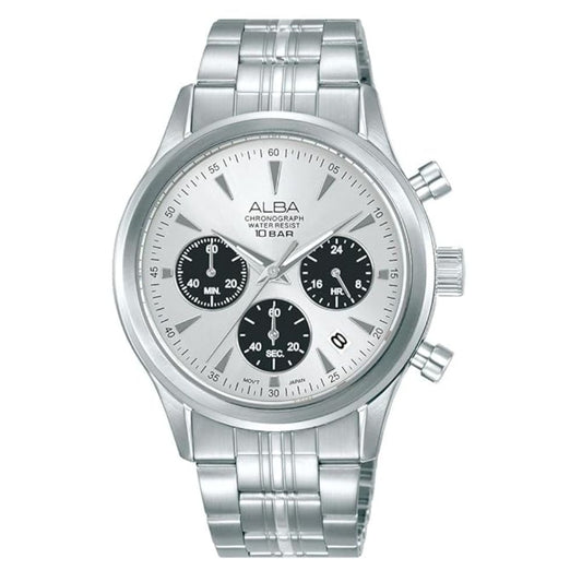 ALBA Prestige Silver White & Black Men Watch AT3K55X1
