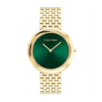 Calvin Klein Twisted Bezel Green Dial Women's Analog Stainless Steel Watch 25100066