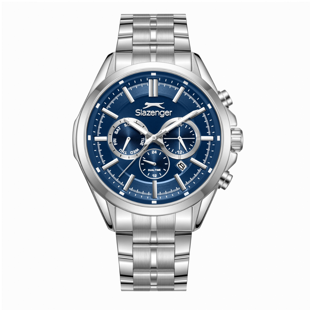 Slazenger Round Navy Dial Silver Metal Strap Multifunction Watch SL.09.2567.2.03