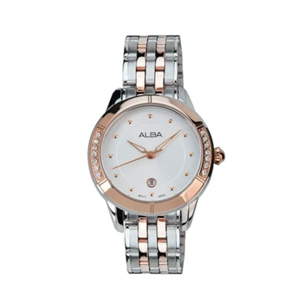 Alba Sparkling Bezel White Dial Women's Watch AH7EM2X1